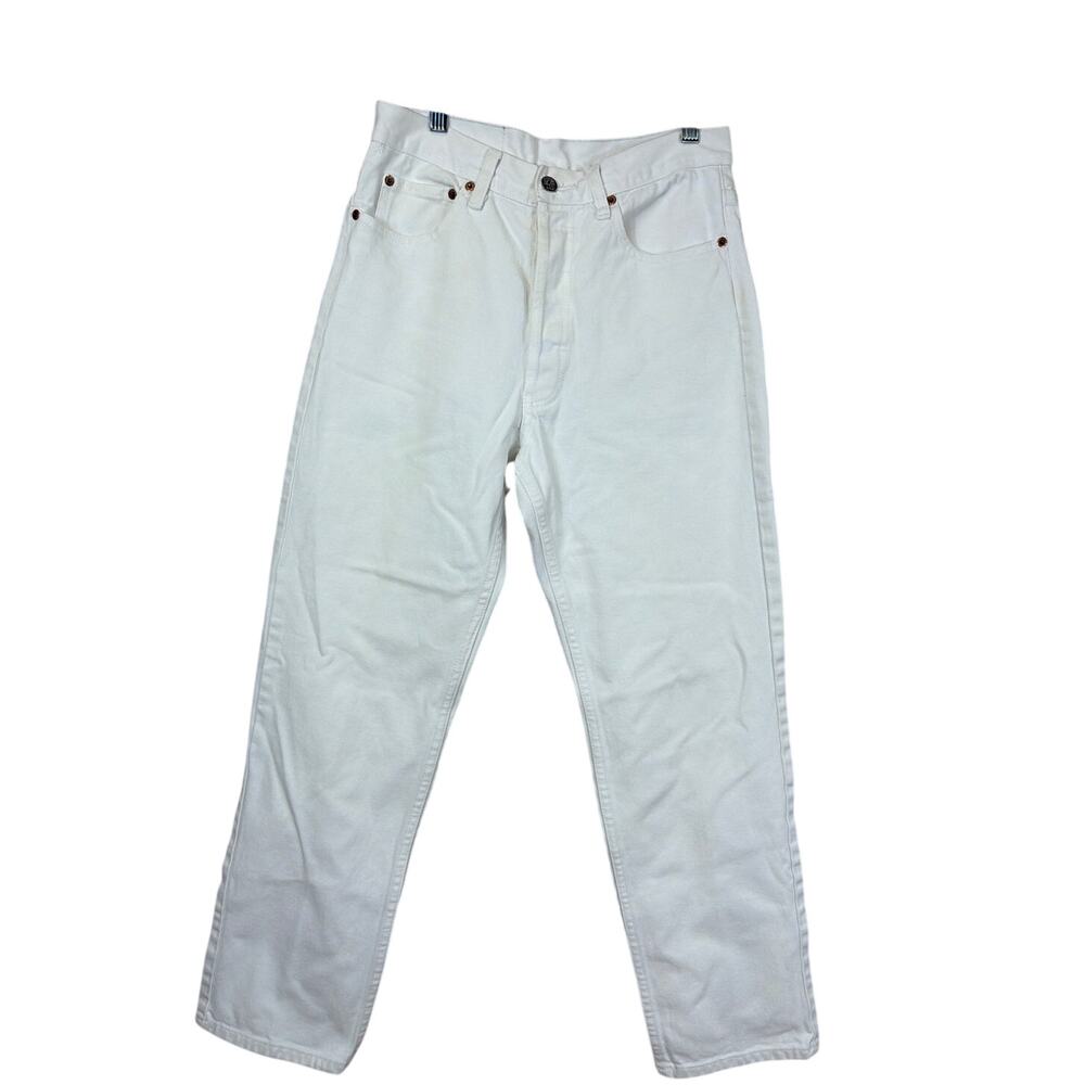 Vintage 80's Hong Kong  Attrak White Cotton Five Pocket Straight Leg Jeans